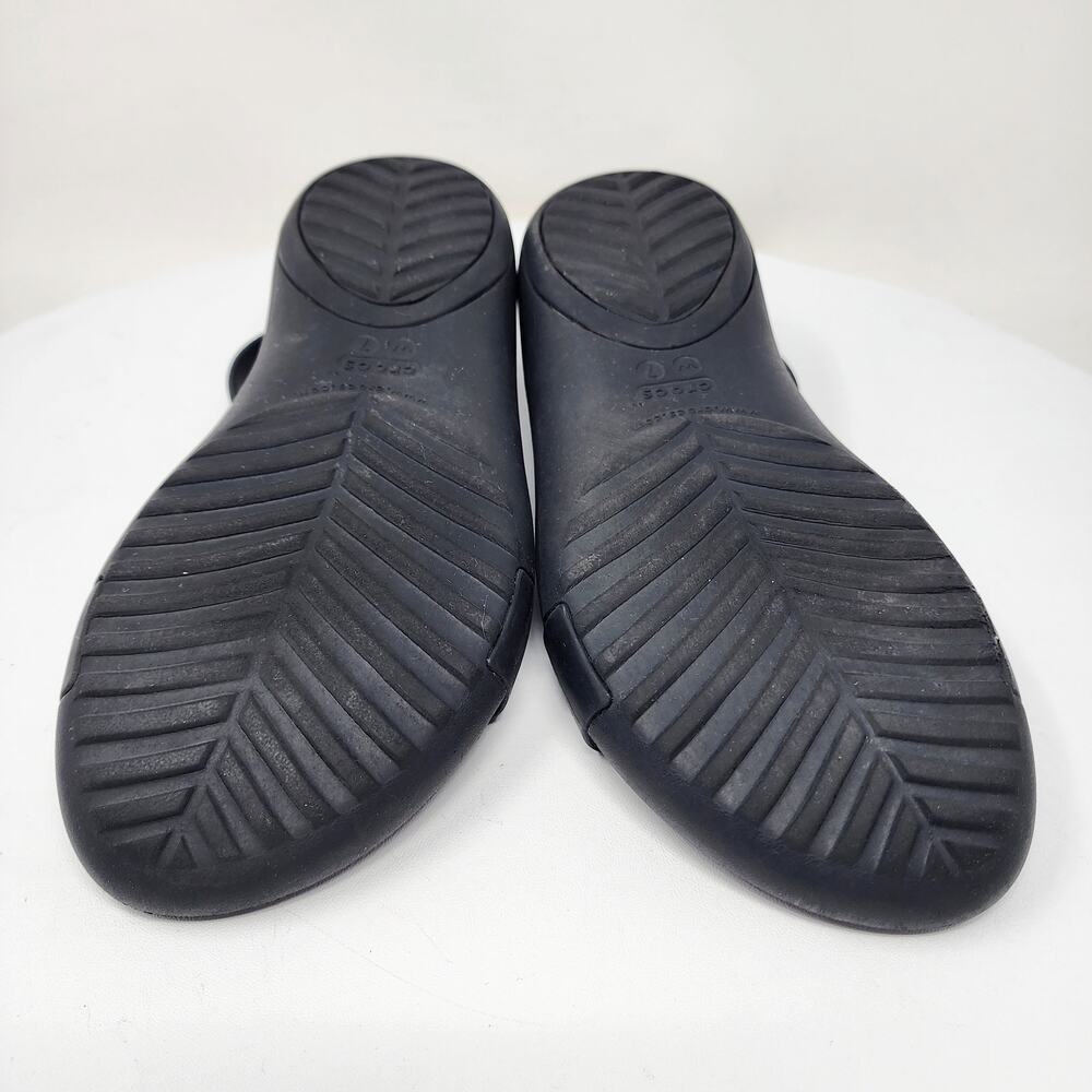 Crocs Serena Sexi Sandals Women 7 Black with Silver Diamond T-Strap Comfort - Picture 10 of 12